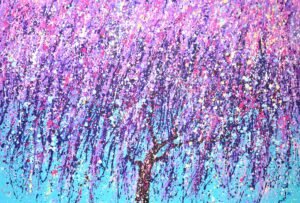 Blooming purple tree.
