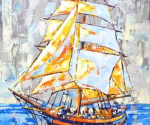 Original painting Ship acrylic on canvas.